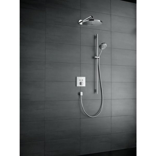 Верхний душ hansgrohe Raindance Select S 300 2jet с держателем 390 мм. 27378400, белый/хром