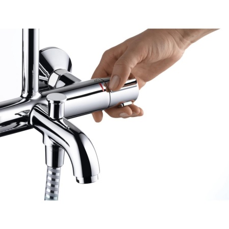 Душевая система Showerpipe 200 1jet с термостатом для ванны Hansgrohe Vernis Blend 26274000, хром