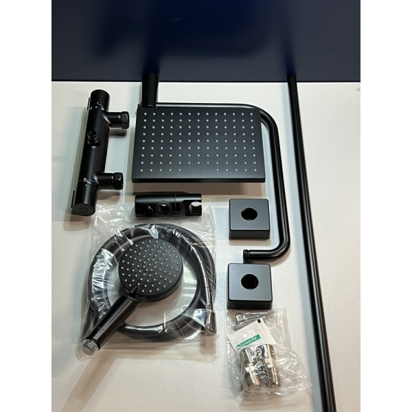 Душевая система hansgrohe Vernis Shape 230 1jet с термостатом 26286670/U, матовый черный, уцененный товар