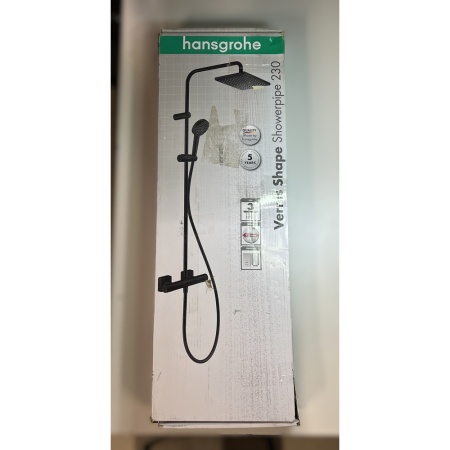 Душевая система hansgrohe Vernis Shape 230 1jet с термостатом 26286670/U, матовый черный, уцененный товар