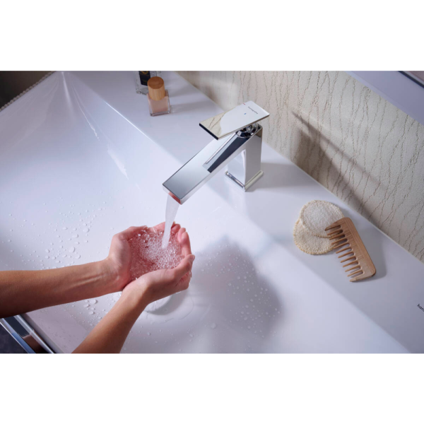 Смеситель для раковины hansgrohe Tecturis E 110, EcoSmart+, с донным клапаном, 73010000, хром