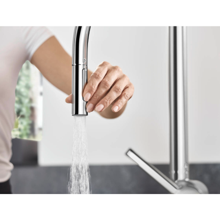 Смеситель для кухонной мойки hansgrohe Talis M54 210, с вытяжным душем 2jet 72800000/U, хром, уцененный товар