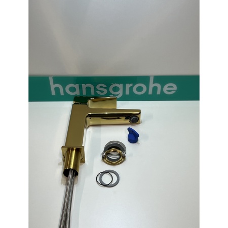 Смеситель для раковины hansgrohe Metropol 110 со сливным клапаном Push-Open 32507990/U, полированное золото, уцененный товар