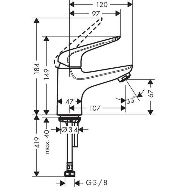 Кран для холодной воды hansgrohe Novus 70, без сливного гарнитура 71050000, хром