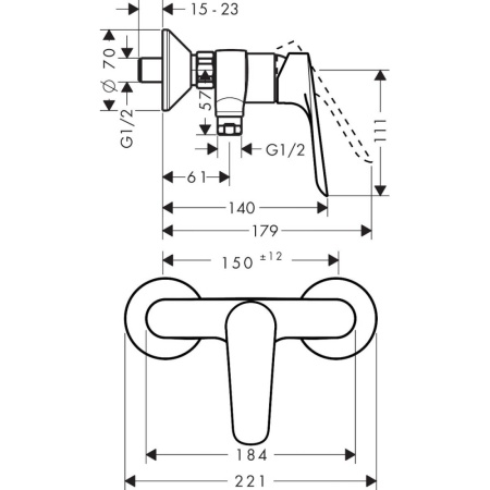Смеситель для душа hansgrohe Logis E, 71602000, хром