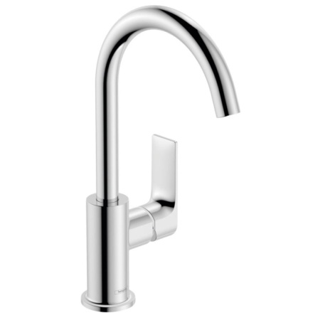 Смеситель для раковины hansgrohe Rebris E 210, с поворотным изливом, со сливным гарнитуром 72576000, хром