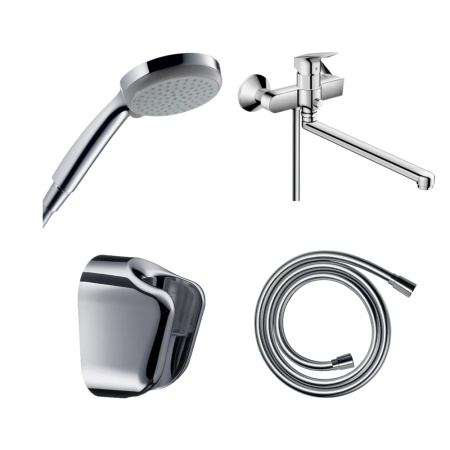 Готовый набор для ванны hansgrohe Logis с ручным душем Croma HG-PR134, хром