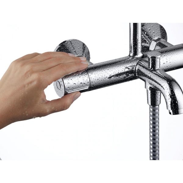 Душевая система Showerpipe 200 1jet с термостатом для ванны Hansgrohe Vernis Blend 26274000, хром