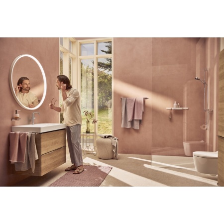 Смеситель для раковины hansgrohe Tecturis S 210 Fine, CoolStart, EcoSmart+, cо сливным гарнитуром Push-Open, 73360000, хром