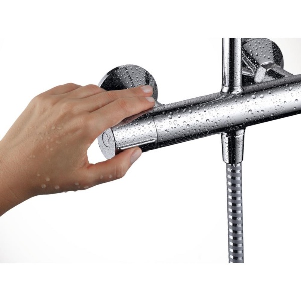 Душевая система Showerpipe 230 1jet с термостатом Hansgrohe Vernis Shape 26286000, хром