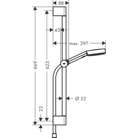 Душевой гарнитур hansgrohe Pulsify Select S 105 3jet Relaxation cо штангой 65 см 24160670/U, матовый черный, уцененный товар