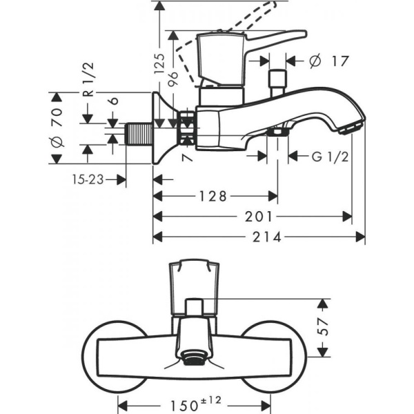 Смеситель hansgrohe Metropol Classic для ванны 31340090, хром/под золото