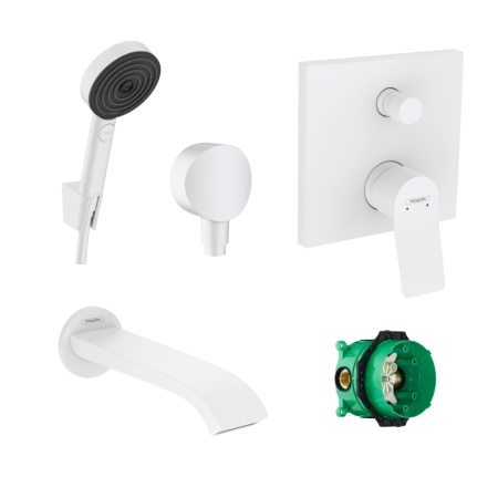 Готовый набор для ванны скрытого монтажа hansgrohe Vivenis с ручным душем Pulsify HG-PR48, матовый белый