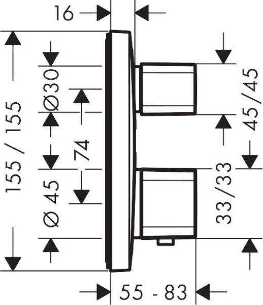 Hansgrohe 15708000S Set HG Ecostat E термостатический смеситель для душа (15708000+01800180)