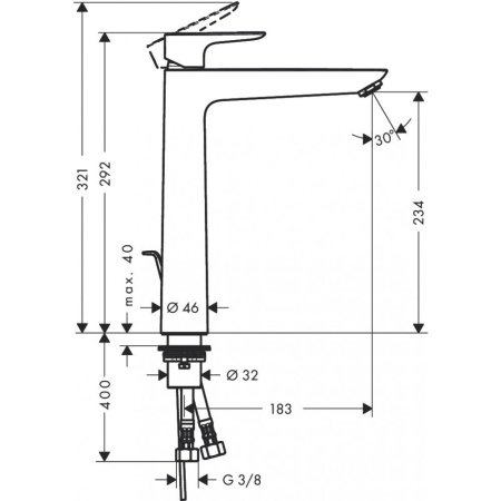 Смеситель hansgrohe Talis E для раковины 71716140, шлифованная бронза