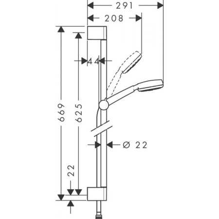 Душевой набор 1jet со штангой 65 см 26652400, белый/хром