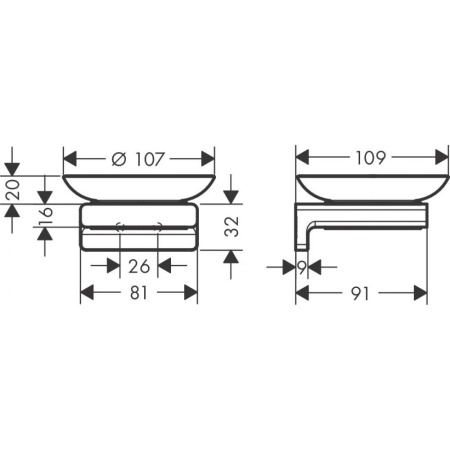 Мыльница AddStoris Hansgrohe 41746340, шлифованный черный хром