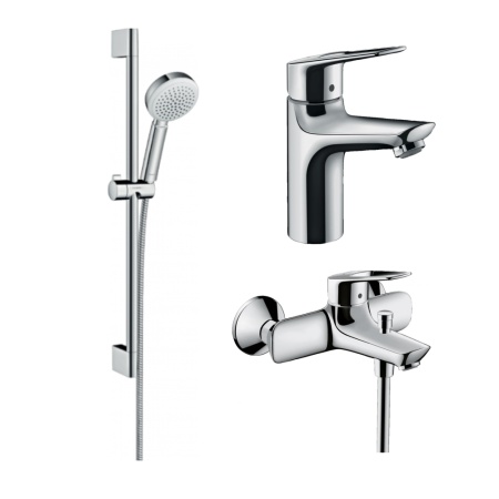 Готовый набор для ванны hansgrohe Novus с ручным душем Crometta и смесителем для раковины HG-PR209, хром