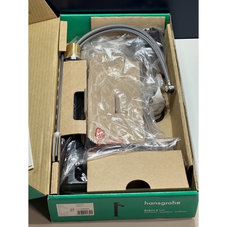 Смеситель для раковины hansgrohe Rebris S 240 CoolStart, со сливным гарнитуром 72580670/U, матовый черный, уцененный товар