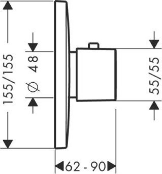Hansgrohe 15772000S Set HG PuraVida Highflow термостатический смеситель для душа (15772000+01800180) Хром