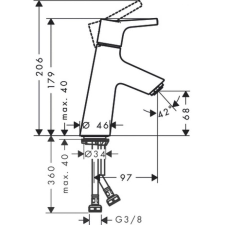 Смеситель для раковины Hansgrohe Talis S 80, без сливного набора 72012000, хром