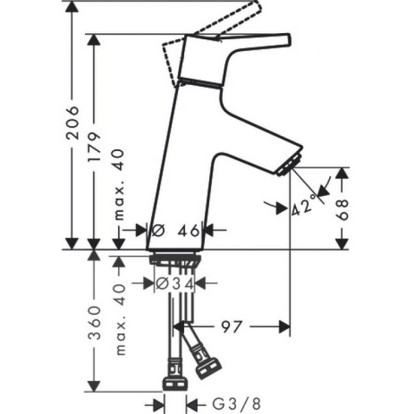 Смеситель для раковины Hansgrohe Talis S 80, без сливного набора 72012000, хром