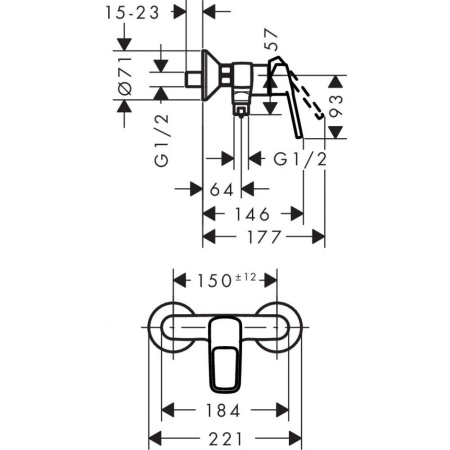 Смеситель hansgrohe Logis loop для душа 71247000, хром