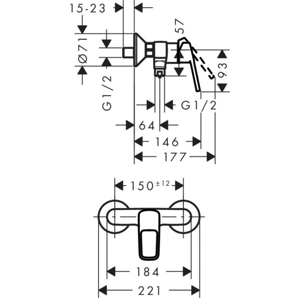 Смеситель hansgrohe Logis loop для душа 71247000, хром