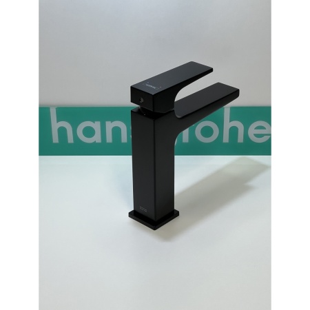 Смеситель для раковины hansgrohe Metropol 110 со сливным клапаном Push-Open 32507670/U, матовый черный, уцененный товар
