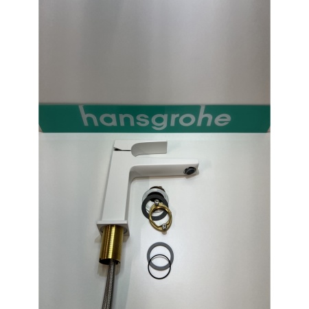 Смеситель для раковины hansgrohe Metropol 110 со сливным клапаном Push-Open 32507700/U, матовый белый, уцененный товар
