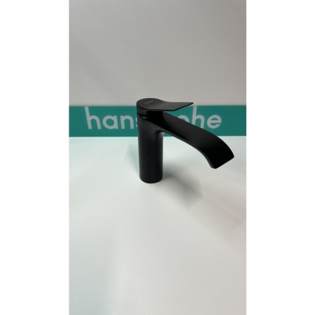 Смеситель для раковины hansgrohe Vivenis 110 со сливным гарнитуром, 75020670/U2, матовый черный, уцененный товар