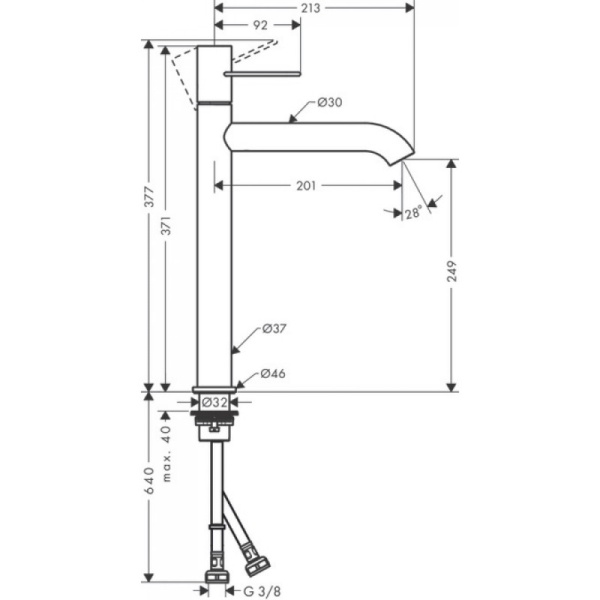 Смеситель для раковины Hansgrohe Axor Uno 38034800 хром