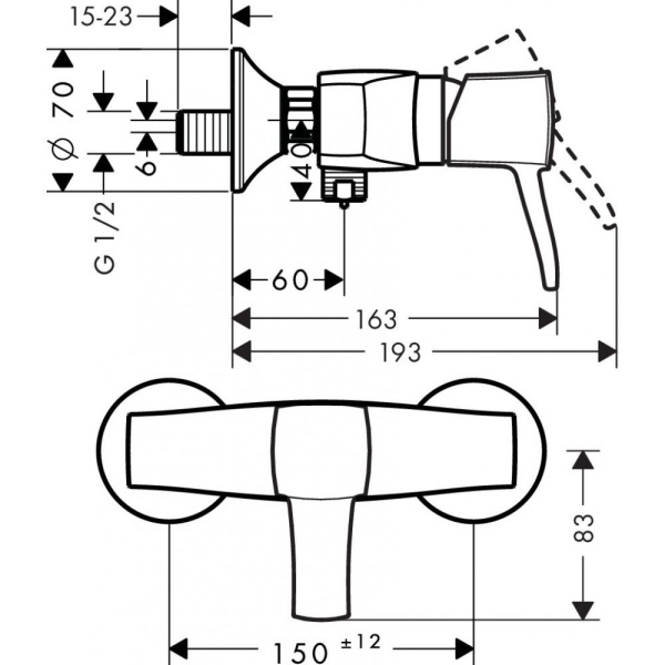 Смеситель hansgrohe Metropol Classic для душа 31360000, хром