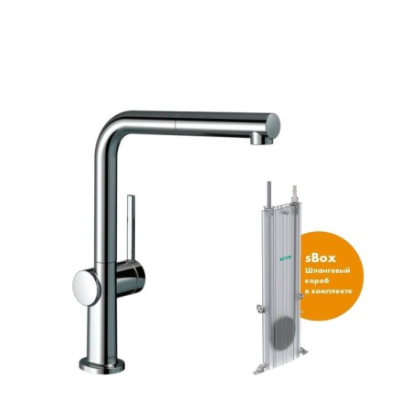 Кухонный смеситель hansgrohe Talis M54, 270 однорычажный с вытяжным изливом, 1jet, sBox 72809000, хром
