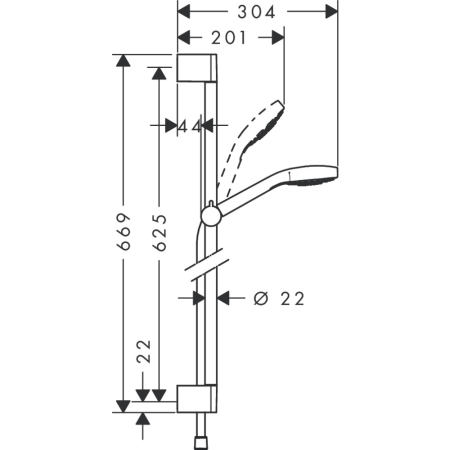 Душевой гарнитур hansgrohe Croma Select E 110 1jet со штангой 65 см 26584400/U, белый/хром, уцененный товар