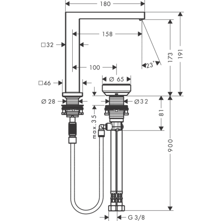 Смеситель для раковины hansgrohe Tecturis E 150 CoolStart EcoSmart+, с донным клапаном, 73053670, матовый черный