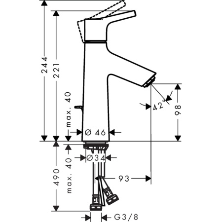 Смеситель для раковины hansgrohe Talis S 100 72020000/U, хром, уцененный товар