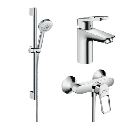 Готовый набор для душа hansgrohe Logis с ручным душем Crometta и смесителем для раковины HG-PR210, хром