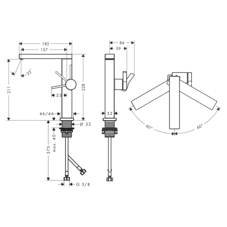 Смеситель для раковины hansgrohe Tecturis E 210 Fine, EcoSmart+, cо сливным гарнитуром Push-Open, 73060670, матовый черный