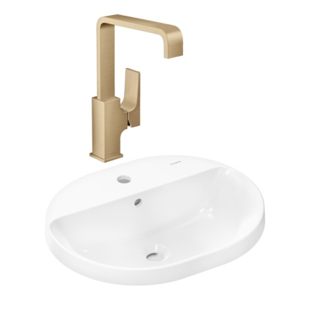 Готовый набор для раковины hansgrohe Xuniva U встраиваемой со смесителем Metropol 230 HG-PR218, белый/шлифованная бронза