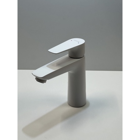 Смеситель для раковины hansgrohe Talis E 110, со сливным гарнитуром 71710700/U, матовый белый, уцененный товар