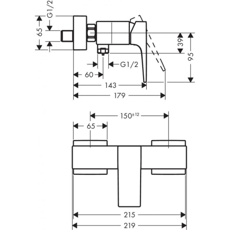 Смеситель hansgrohe Metropol для душа ВМ 32560670, матовый черный