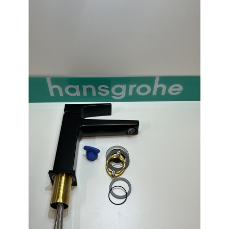 Смеситель для раковины hansgrohe Metropol 110 со сливным клапаном Push-Open 32507670/U, матовый черный, уцененный товар