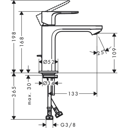 Смеситель для раковины hansgrohe Rebris S 110, со сливным гарнитуром 72517670, матовый черный