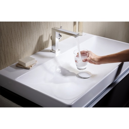 Смеситель для раковины hansgrohe Tecturis E 110 Fine CoolStart, EcoSmart+, с донным клапаном, 73023000, хром