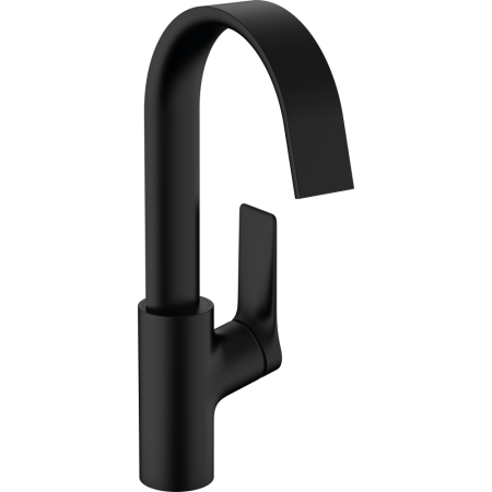 Смеситель для раковины hansgrohe Vivenis 210 с поворотным изливом и сливным гарнитуром, 75030670/U, матовый черный, уцененный товар