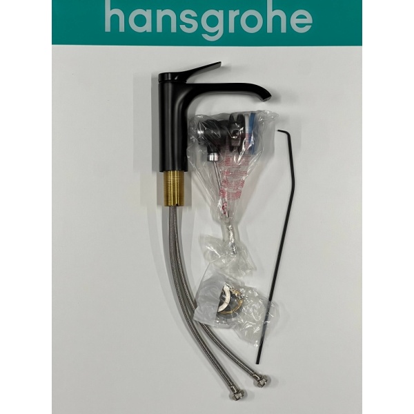 Смеситель для раковины hansgrohe Vivenis 110 со сливным гарнитуром, 75020670/U, матовый черный, уцененный товар