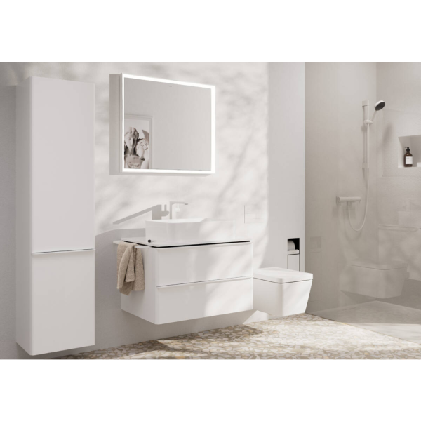 Смеситель для раковины hansgrohe Tecturis E 240 Fine CoolStart, EcoSmart+, с донным клапаном Push-Open, 73070700, матовый белый