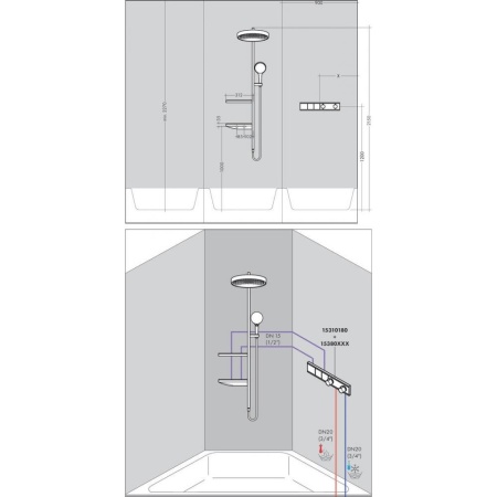 Душевая система hansgrohe Rainfinity Showerpipe 360 1jet 26842000, хром