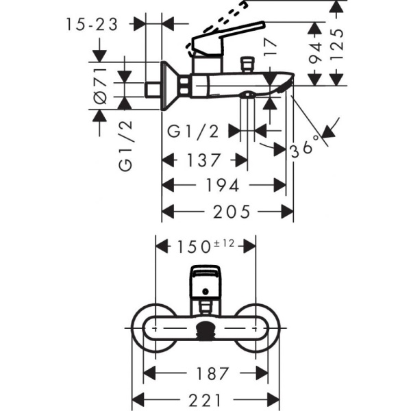 Смеситель hansgrohe Logis loop для ванны 71244000, хром